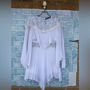 raisa vanessa trendyol white pleated lace embroidered mini dress size 36/6